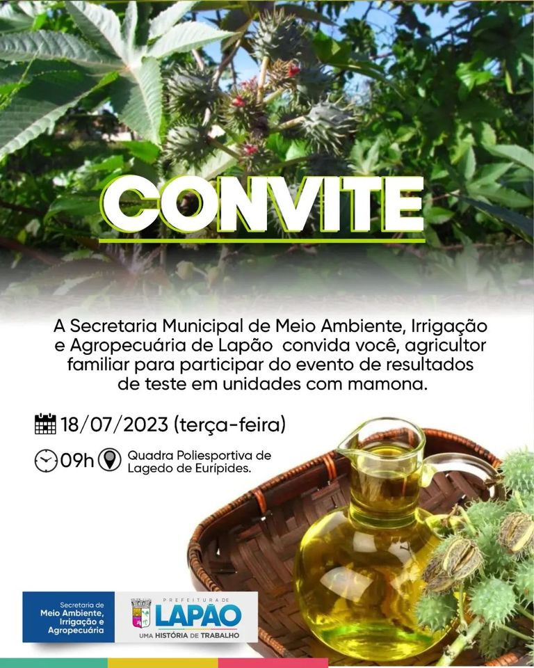 Prefeitura de Lapão convida para Evento de Apresentação de Resultados nos Campos Experimentais de Lapão, Canarana, Cafarnaum e Ourolândia