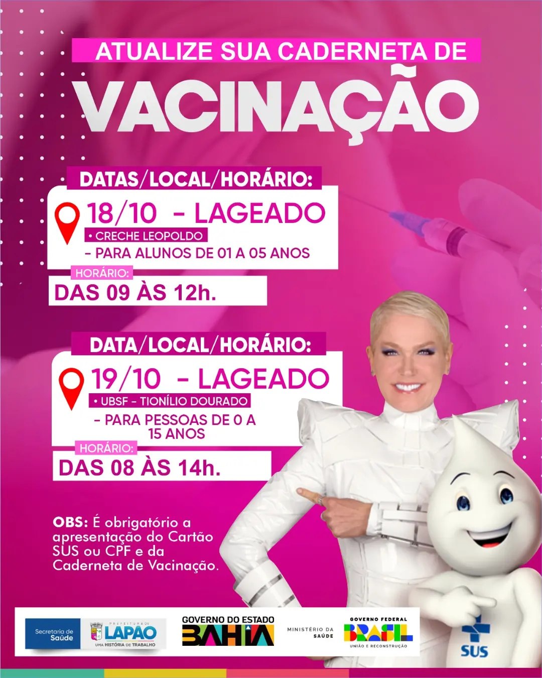 Prefeitura de Lapão promove dia D de vacinação
