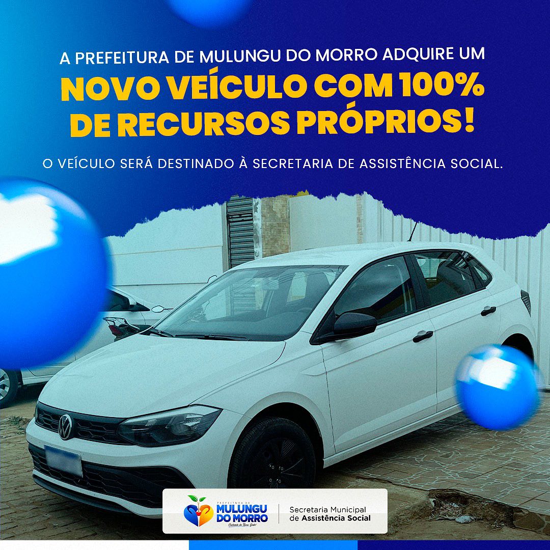 Prefeitura de Mulungu do Morro adquire novo veículo com 100% de recursos próprios!