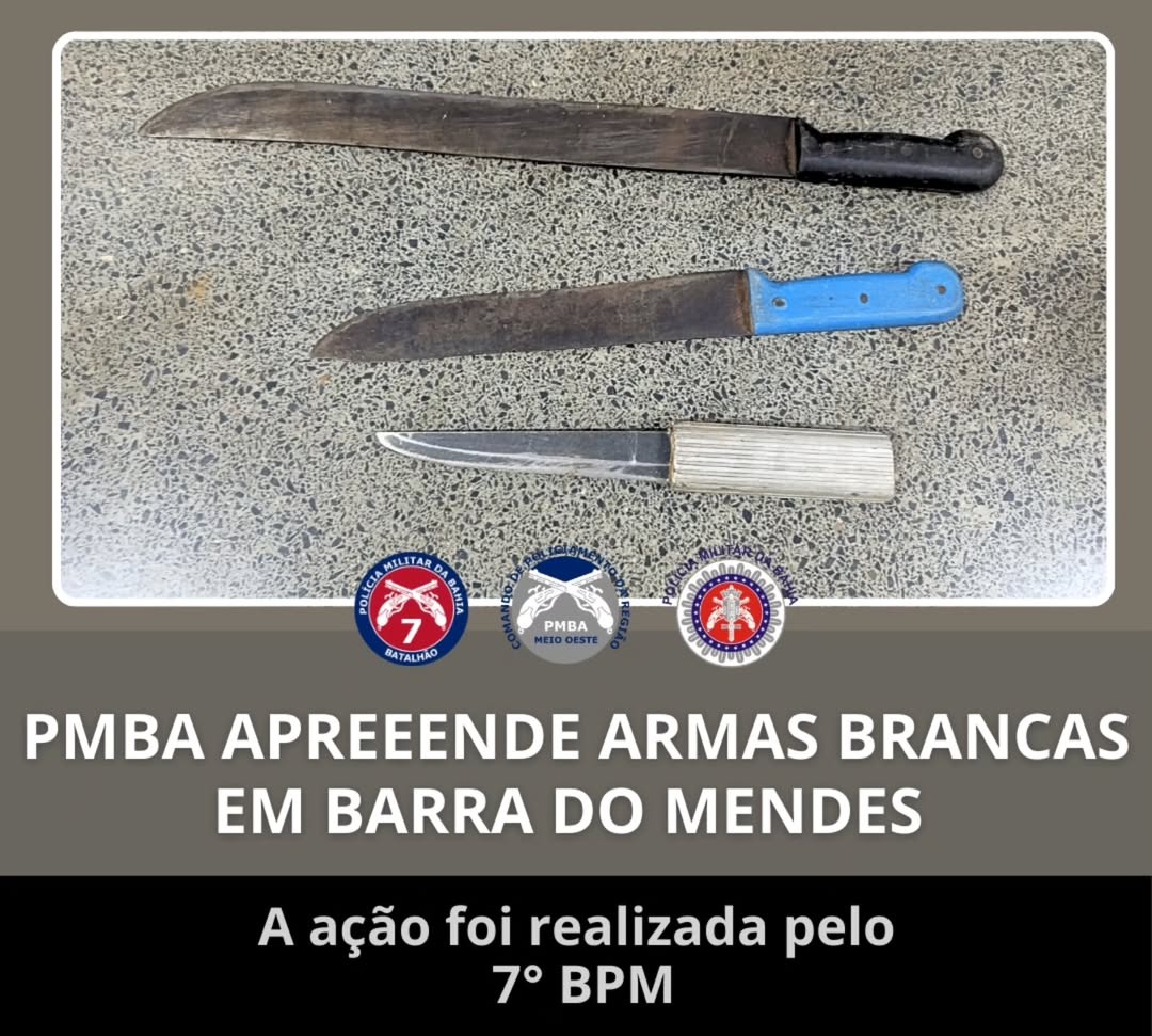 PMBA PRENDE HOMEM POR AMEAÇAR MULHERES COM ARMA BRANCA EM BARRA DO MENDES