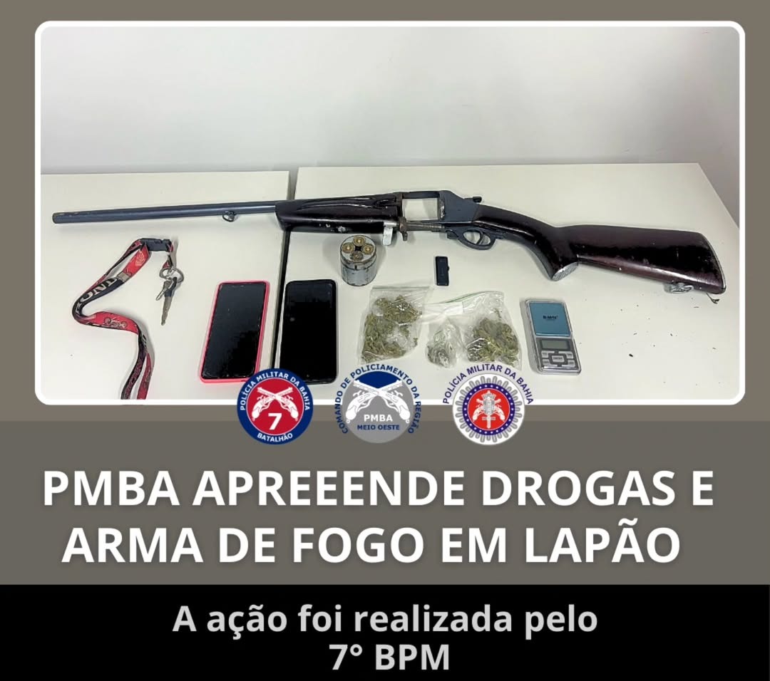 PMBA APREEENDE DROGAS E ARMA DE FOGO EM LAPÃO