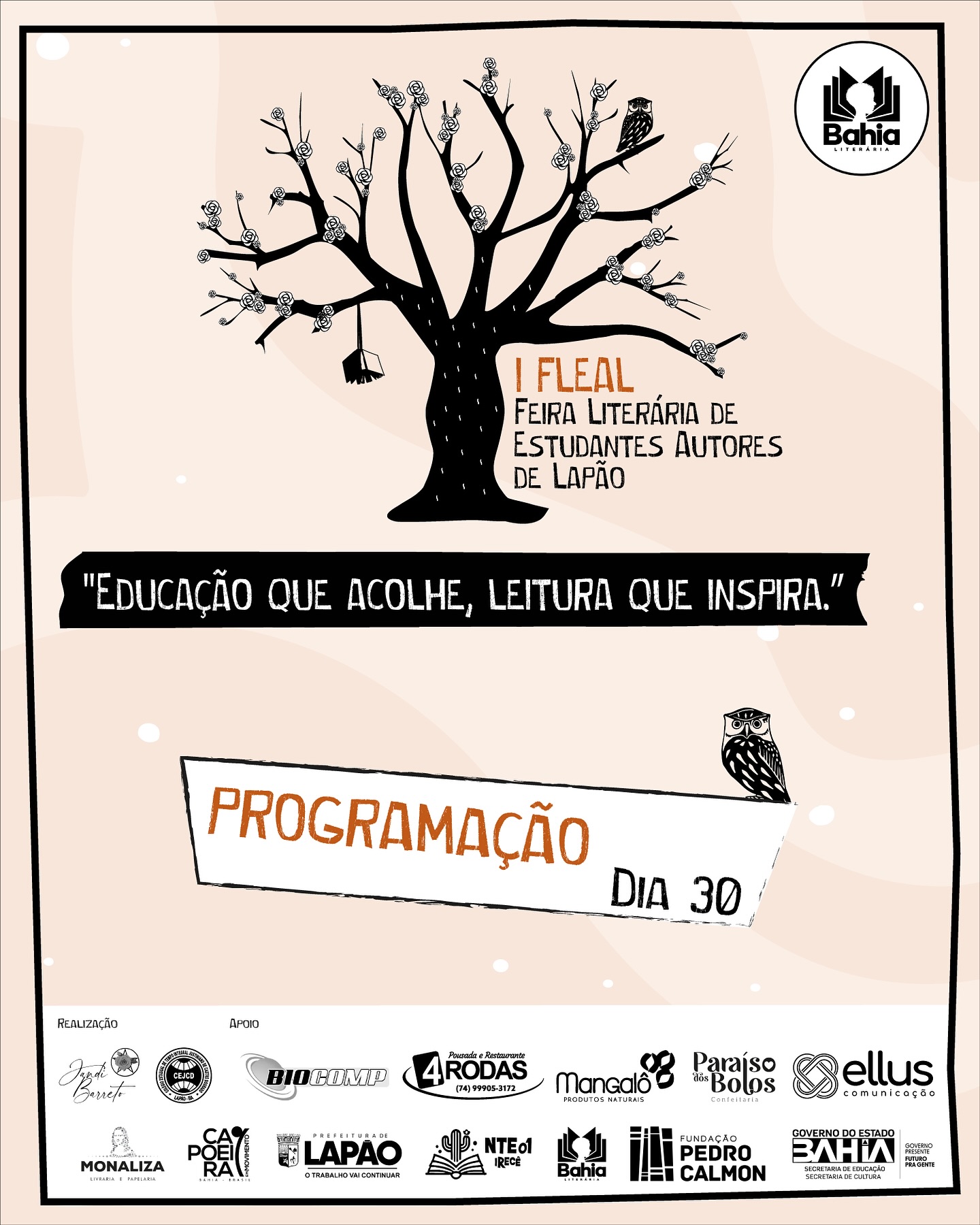 Se liga na programação da I FLEAL de hoje (30)!