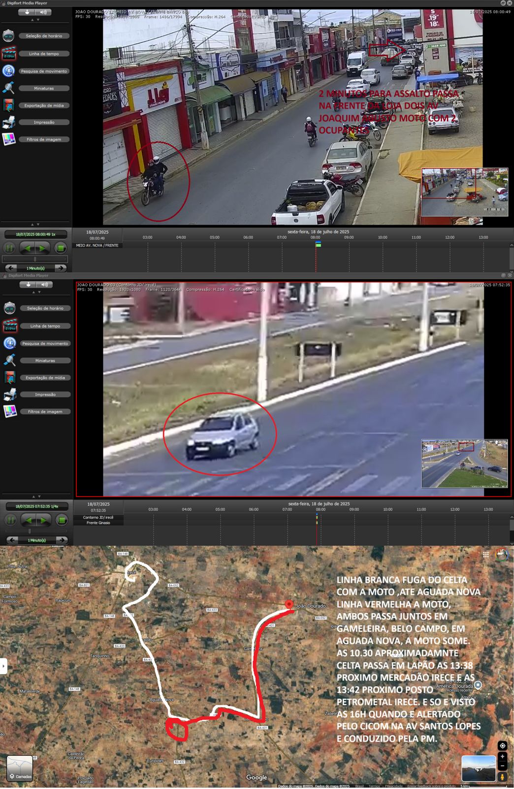 CICOM IRECÊ, por meio do Videomonitoramento de João Dourado Auxiliam na Localização de Suspeitos de Assalto em Tempo Recorde.