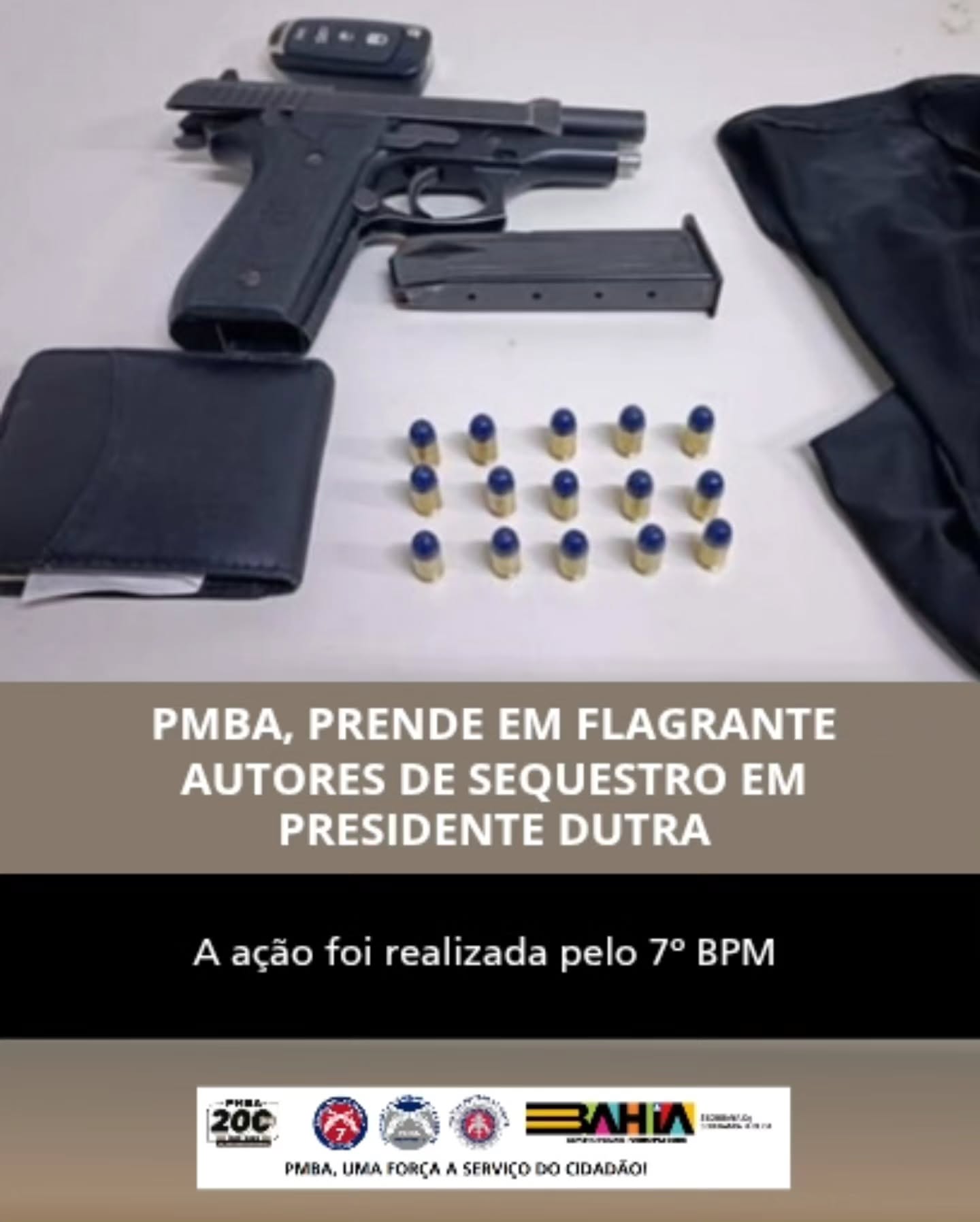 PMBA, ATRAVÉS DO 7º BPM PRENDE EM FLAGRANTE AUTORES DE SEQUESTRO EM PRESIDENTE DUTRA