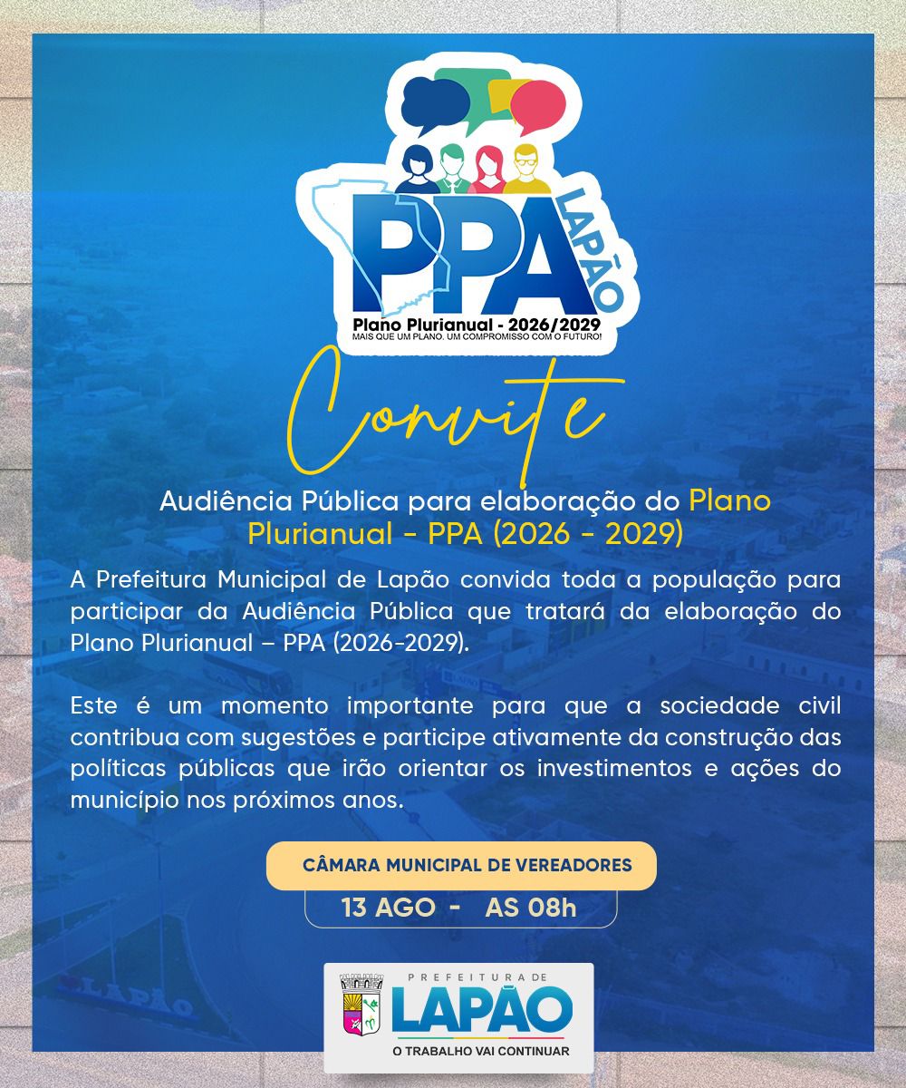 📢 AUDIÊNCIA PÚBLICA DO PPA 2026-2029