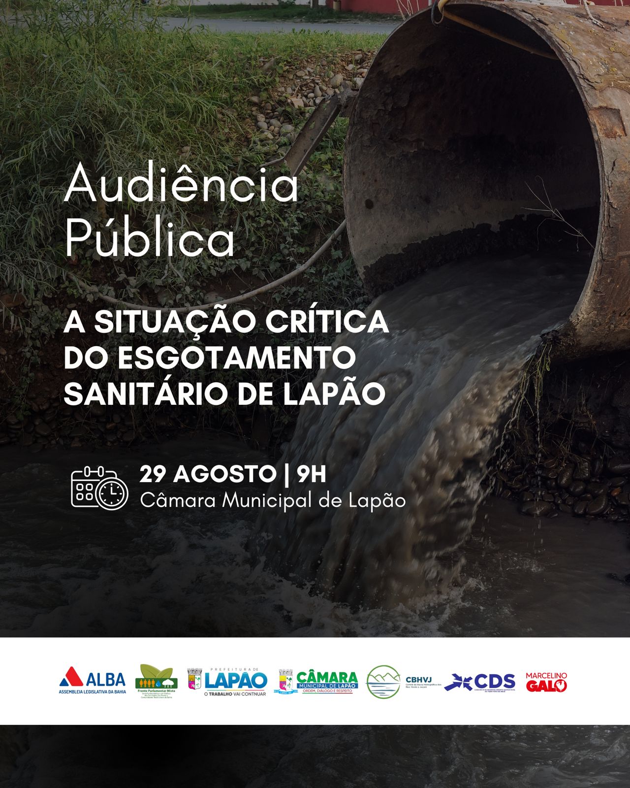 Lapão realiza Audiência Pública para debater situação crítica do Esgotamento Sanitário