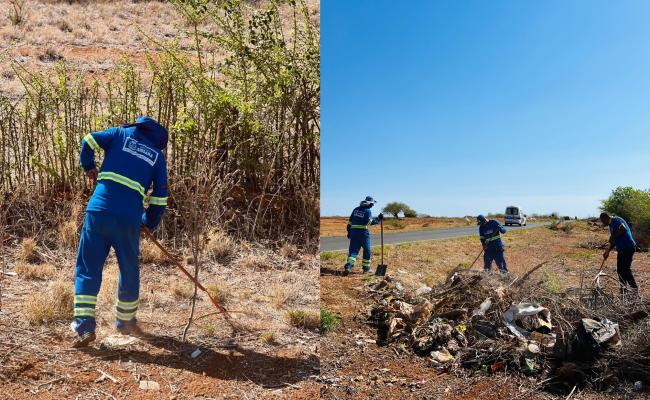 Prefeitura de Jussara realiza limpeza na estrada que liga a sede do município à Vila de Recife