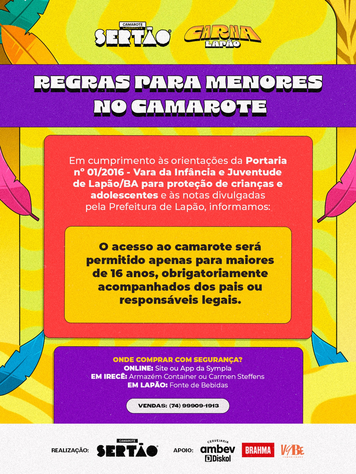 Regra para menores no camarote