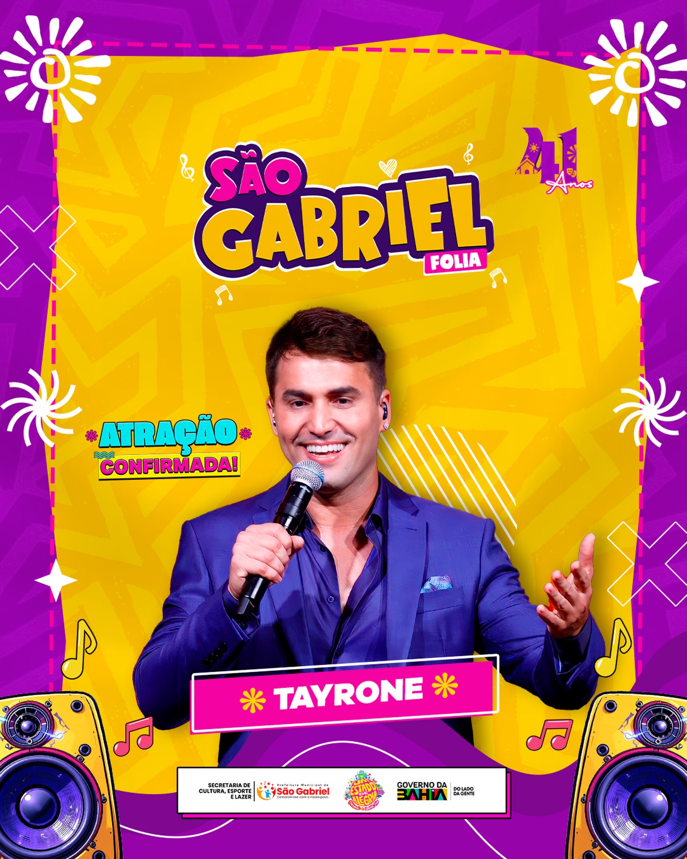São Gabriel Folia 2026: Tayrone é atração confirmada e promete emoção no aniversário da cidade