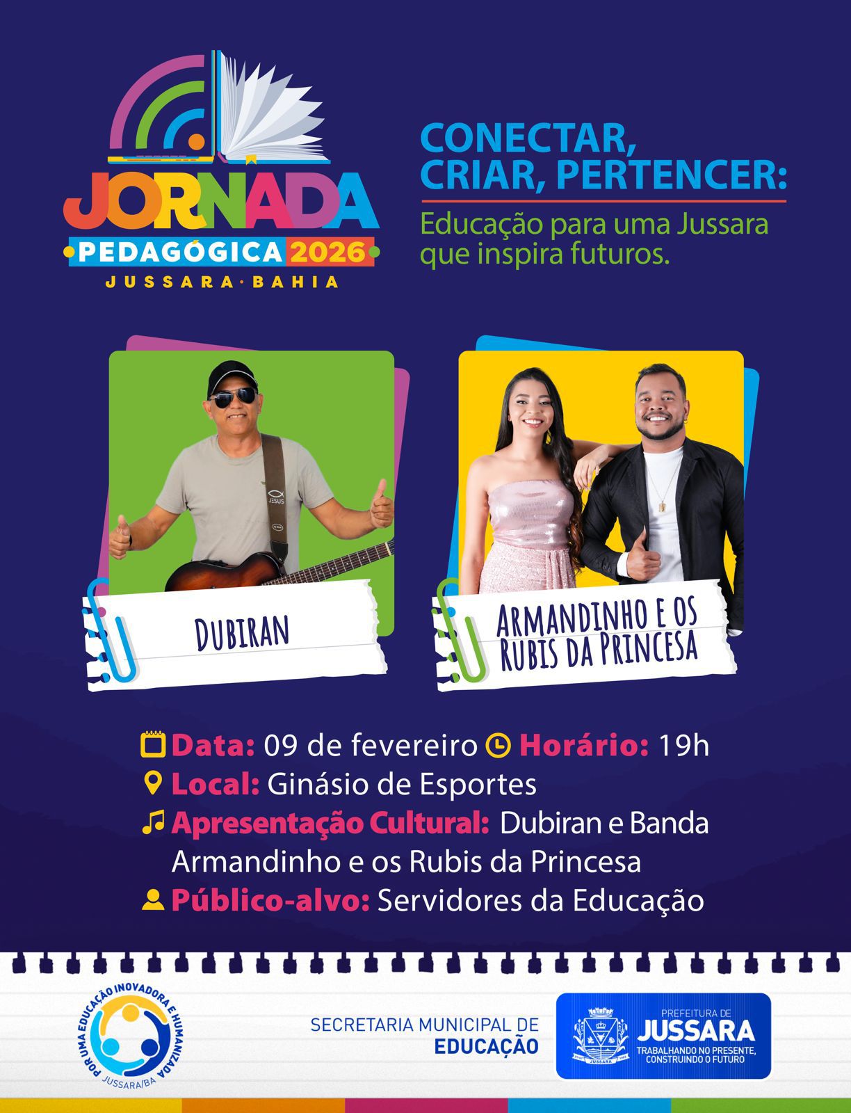 Jornada Pedagógica 2026 tem abertura nesta segunda-feira em Jussara