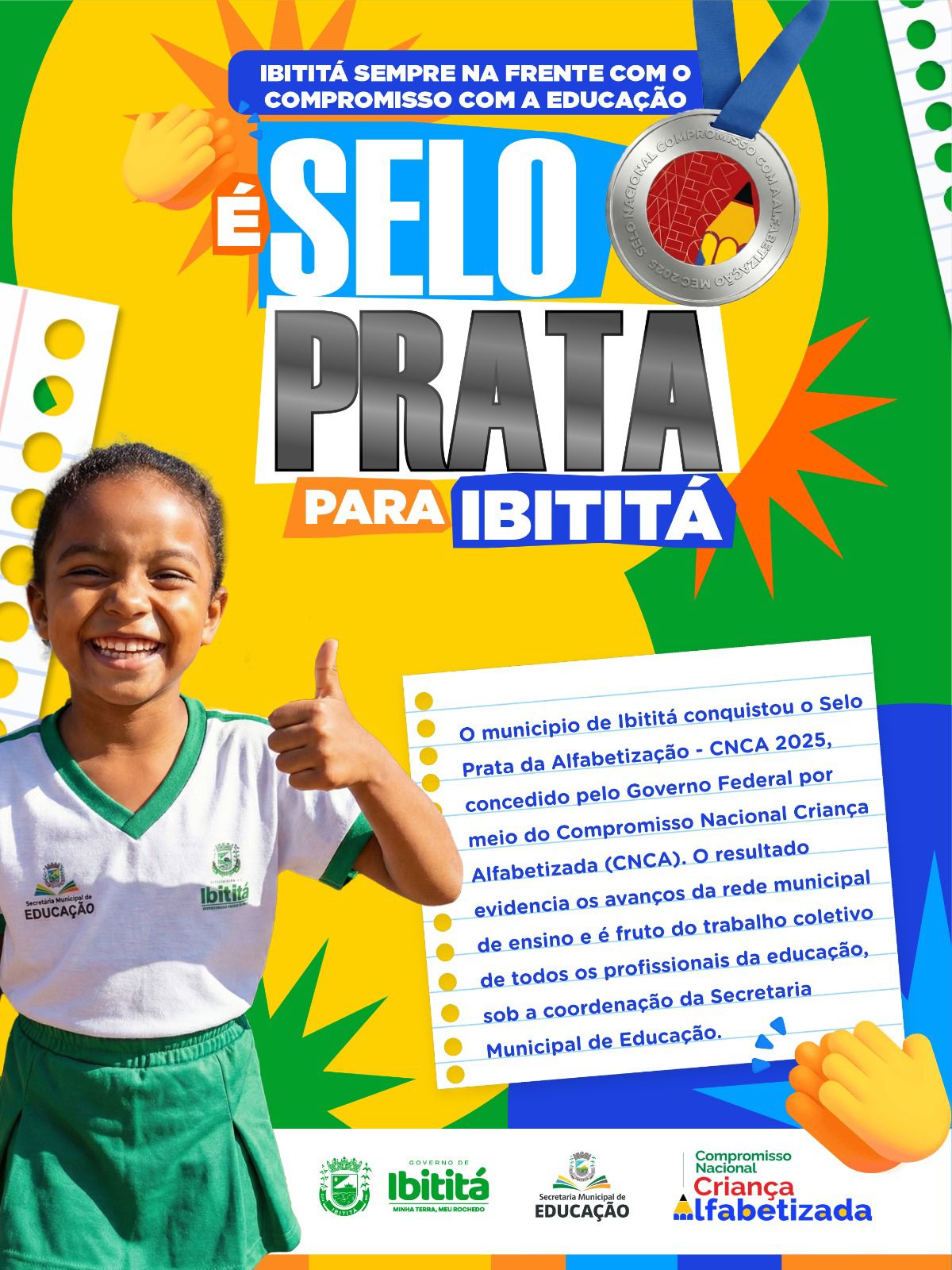 Histórico: Ibititá conquista Selo Prata da Alfabetização e reforça compromisso com a educação