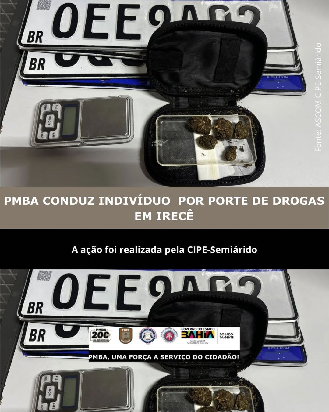Condução por porte de drogas mobiliza equipes da PM em Irecê