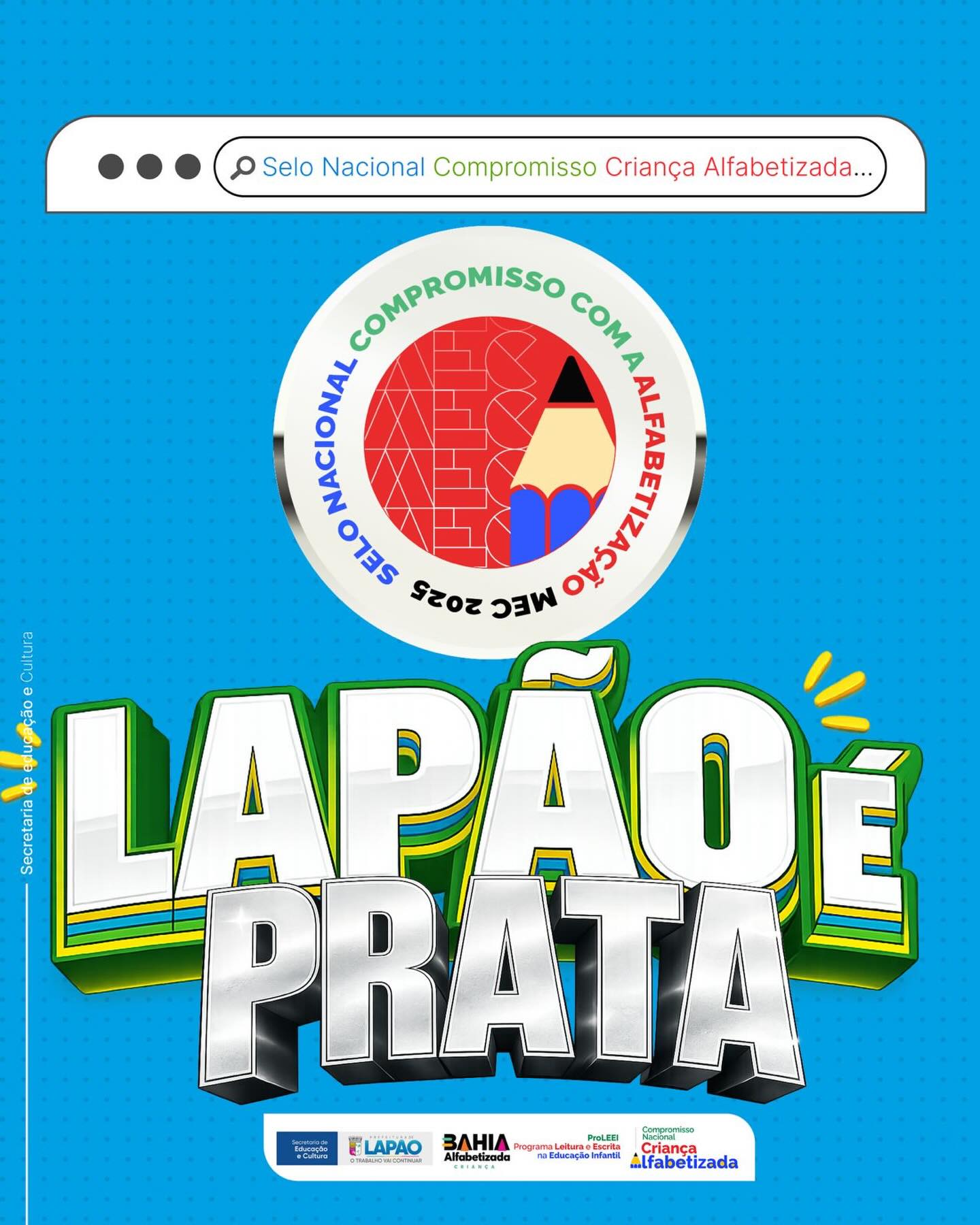 Lapão conquista Medalha de Prata do Selo Nacional Compromisso com a Alfabetização e é reconhecido pelo MEC