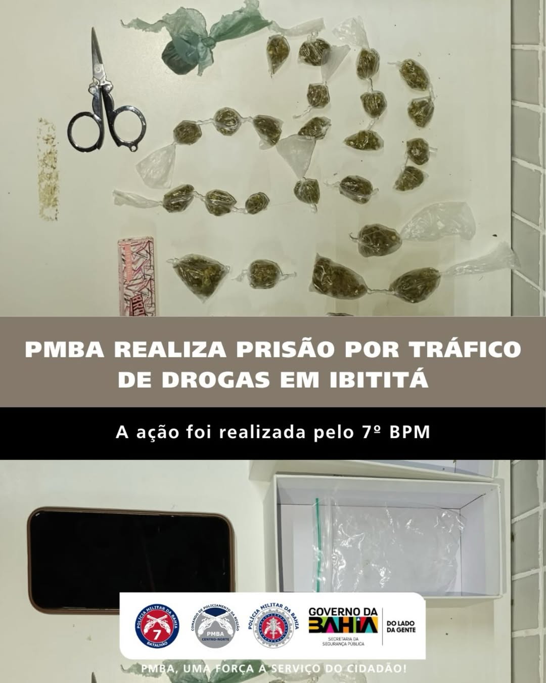 PMBA realiza prisão por tráfico de drogas em Ibititá