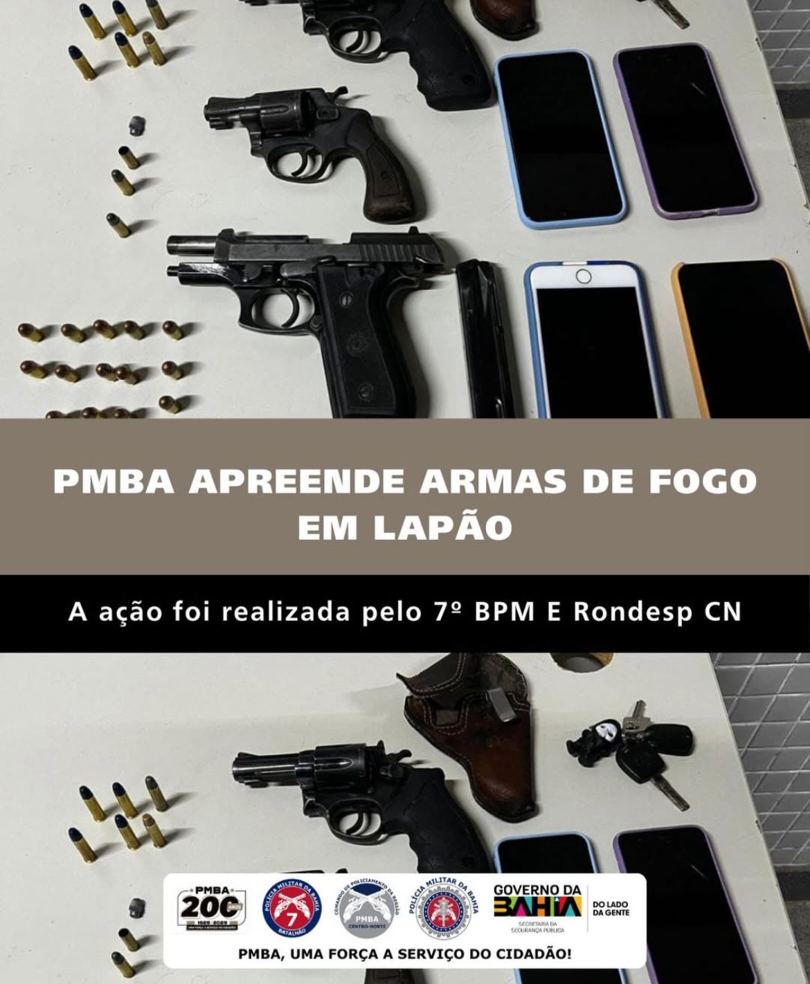 PMBA apreende armas de fogo em Lapão
