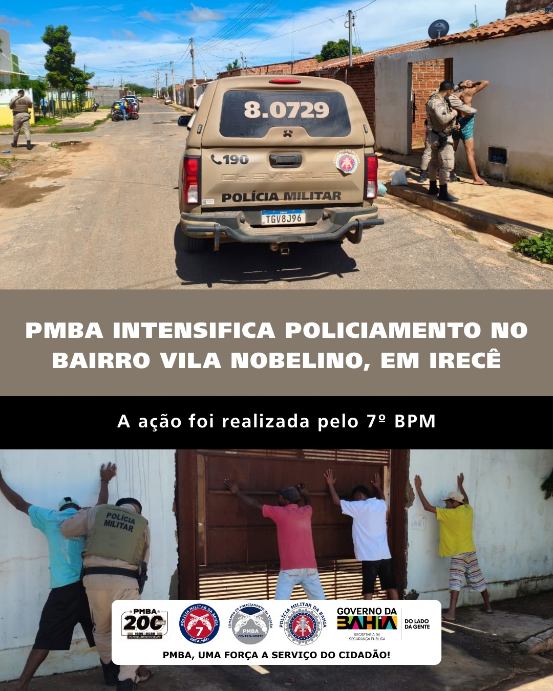 PMBA intensifica policiamento no bairro Vila Nobelino, em Irecê