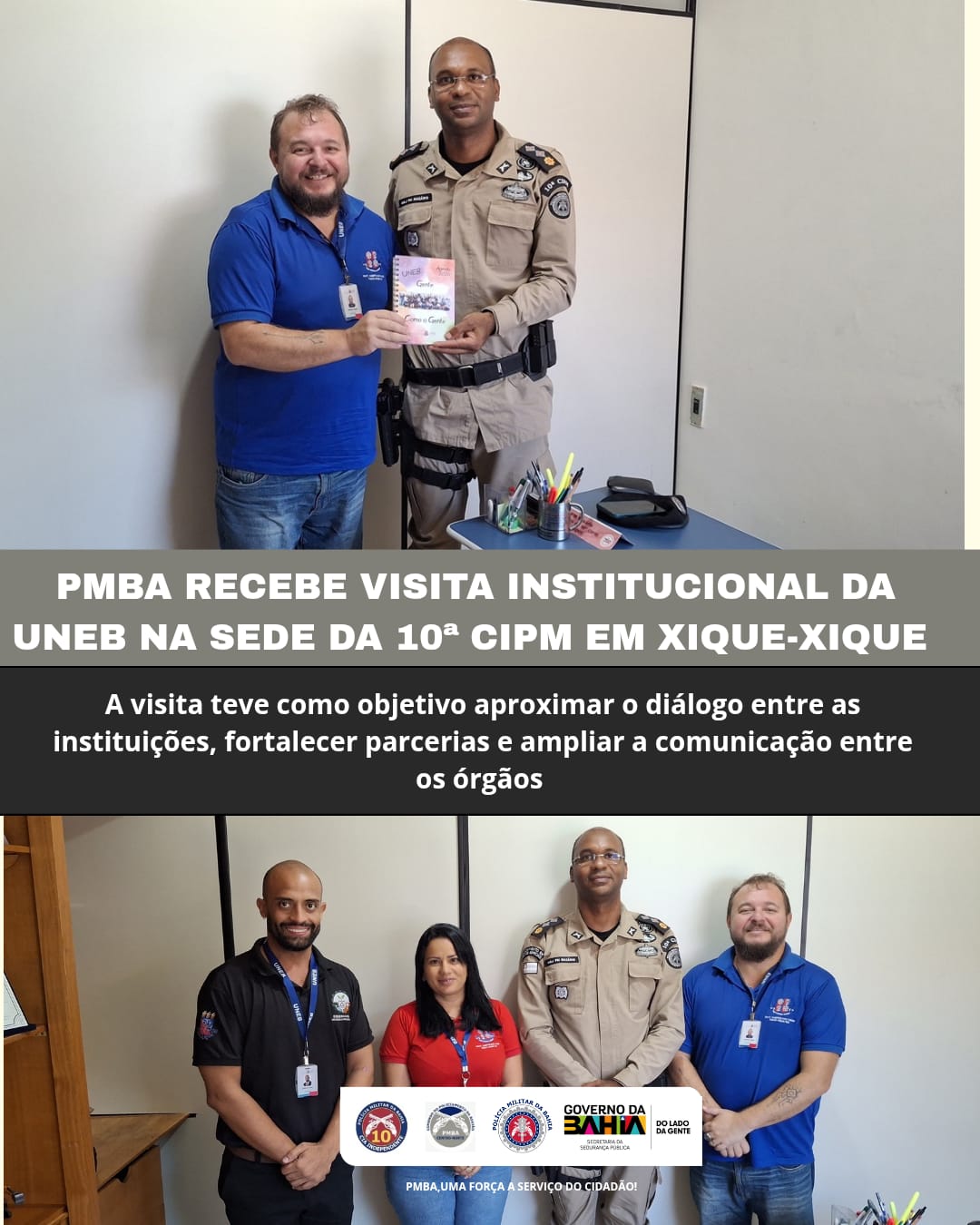 PMBA recebe visita institucional da UNEB na sede da 10ª CIPM em Xique-Xique