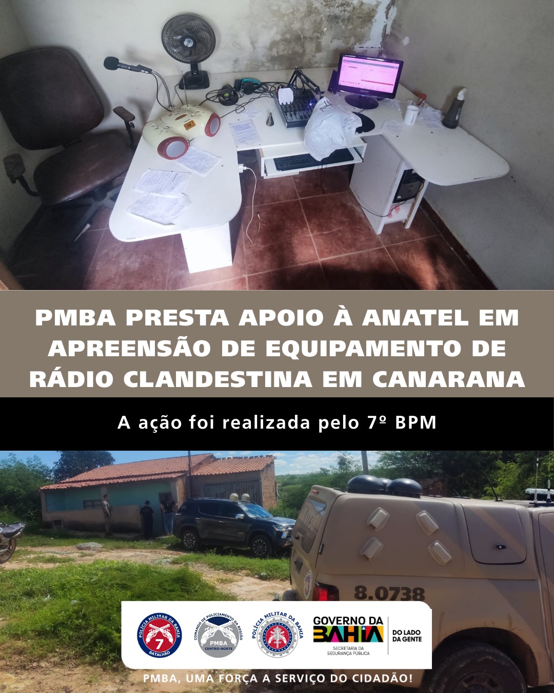 PMBA presta apoio à ANATEL em apreensão de equipamento de rádio clandestina em Canarana