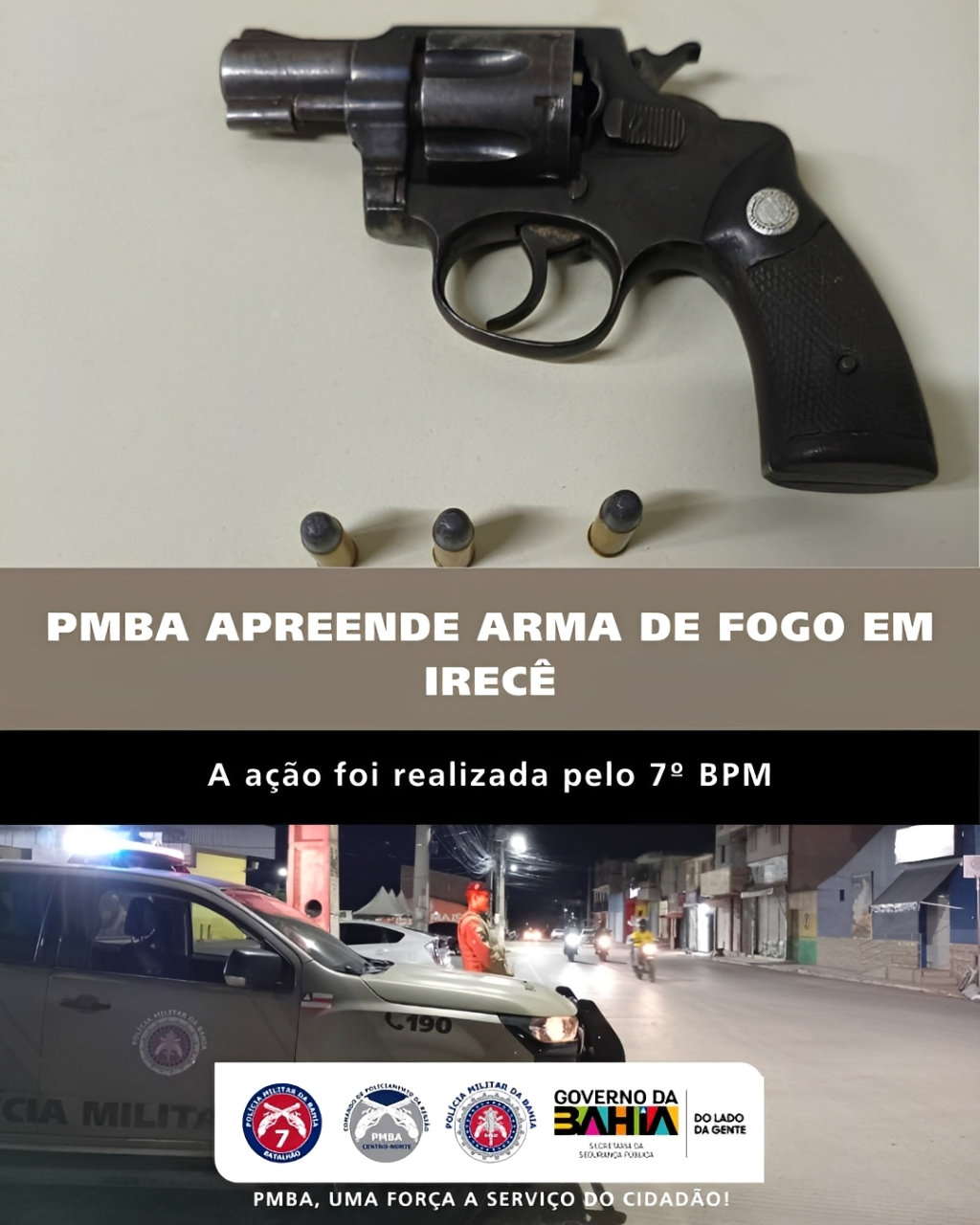 PMBA apreende arma de fogo em em Irecê