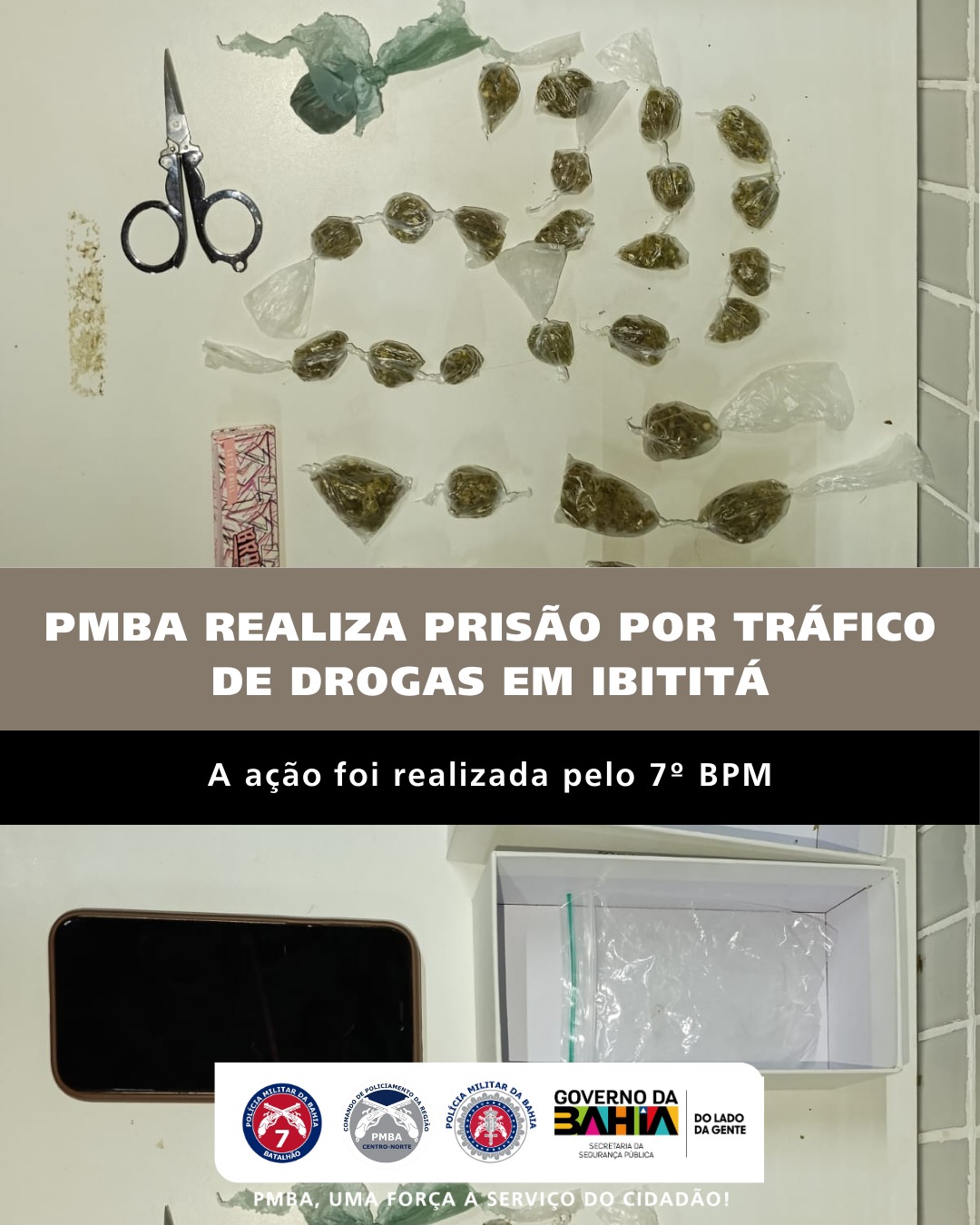 PMBA realiza prisão por tráfico de drogas em Ibititá