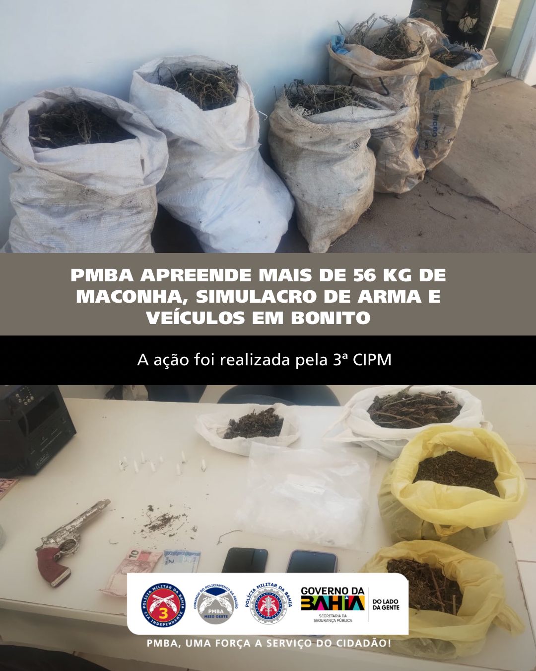 PM APREENDE MAIS DE 56 KG DE MACONHA E DESARTICULA PONTO DE TRÁFICO EM BONITO.