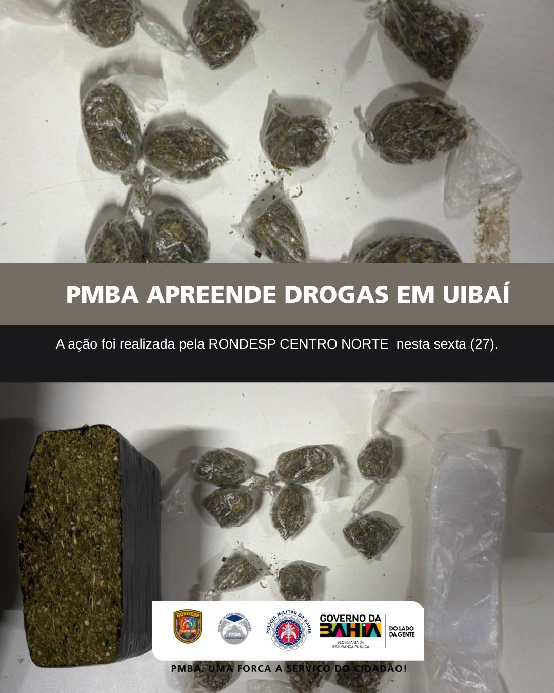 PMBA apreende drogas em Uibaí