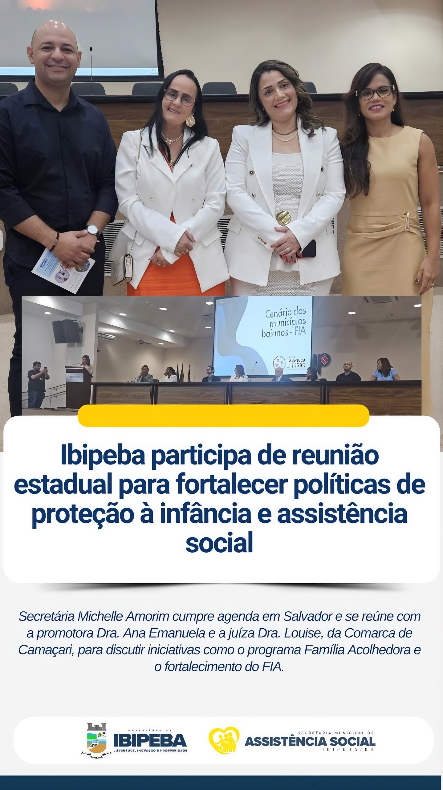 Ibipeba participa de reunião estadual para fortalecer políticas de proteção à infância e assistência social