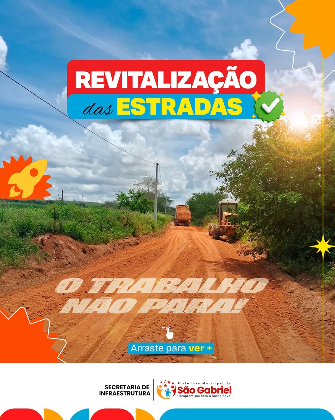 A Prefeitura de São Gabriel segue avançando com ações de recuperação, manutenção e revitalização das estradas em diversas comunidades do município.