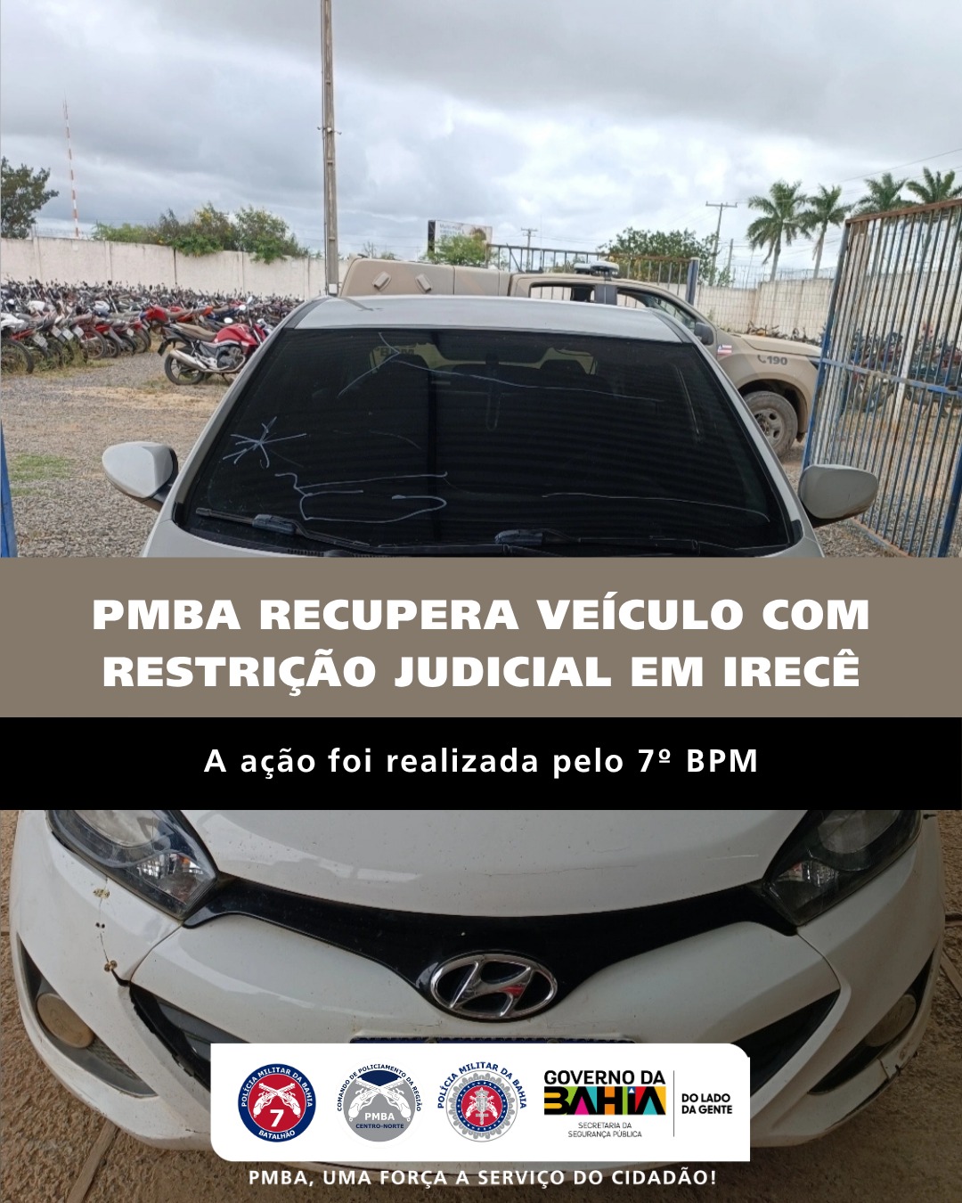 PMBA recupera veículo com restrição judicial em Irecê