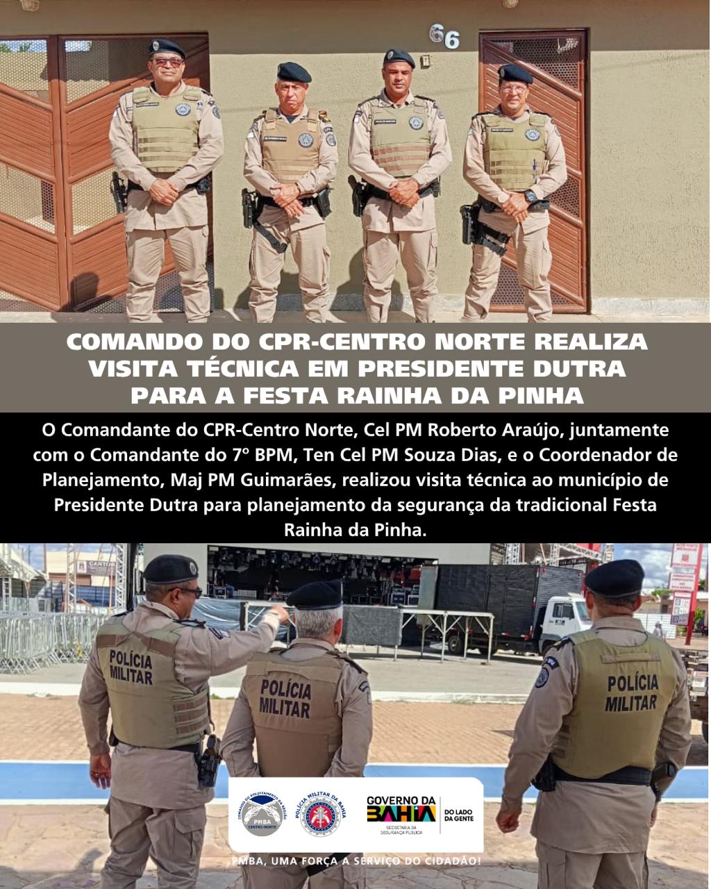 Comando do CPR-Centro Norte realiza visita técnica em Presidente Dutra para planejamento da Festa Rainha da Pinha