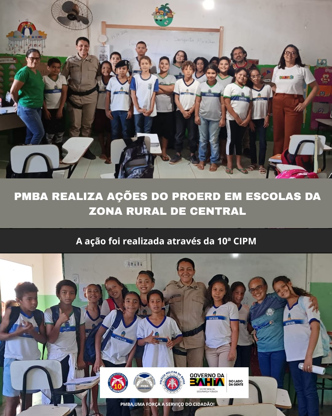 PMBA realiza ações do PROERD em escolas da zona rural de Central