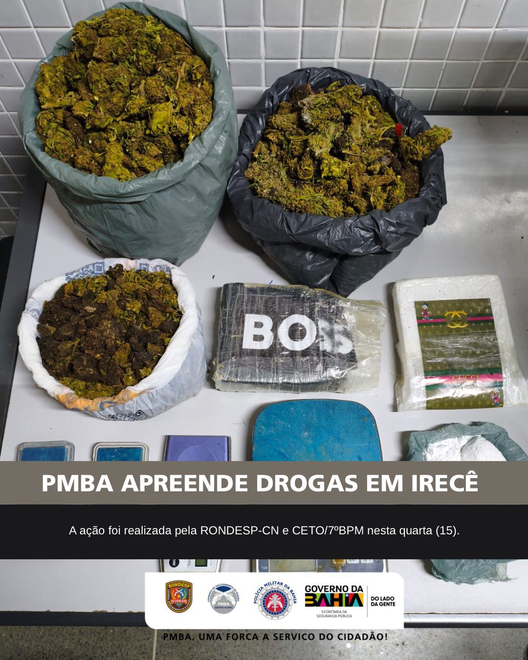 PMBA apreende drogas em Irecê-BA