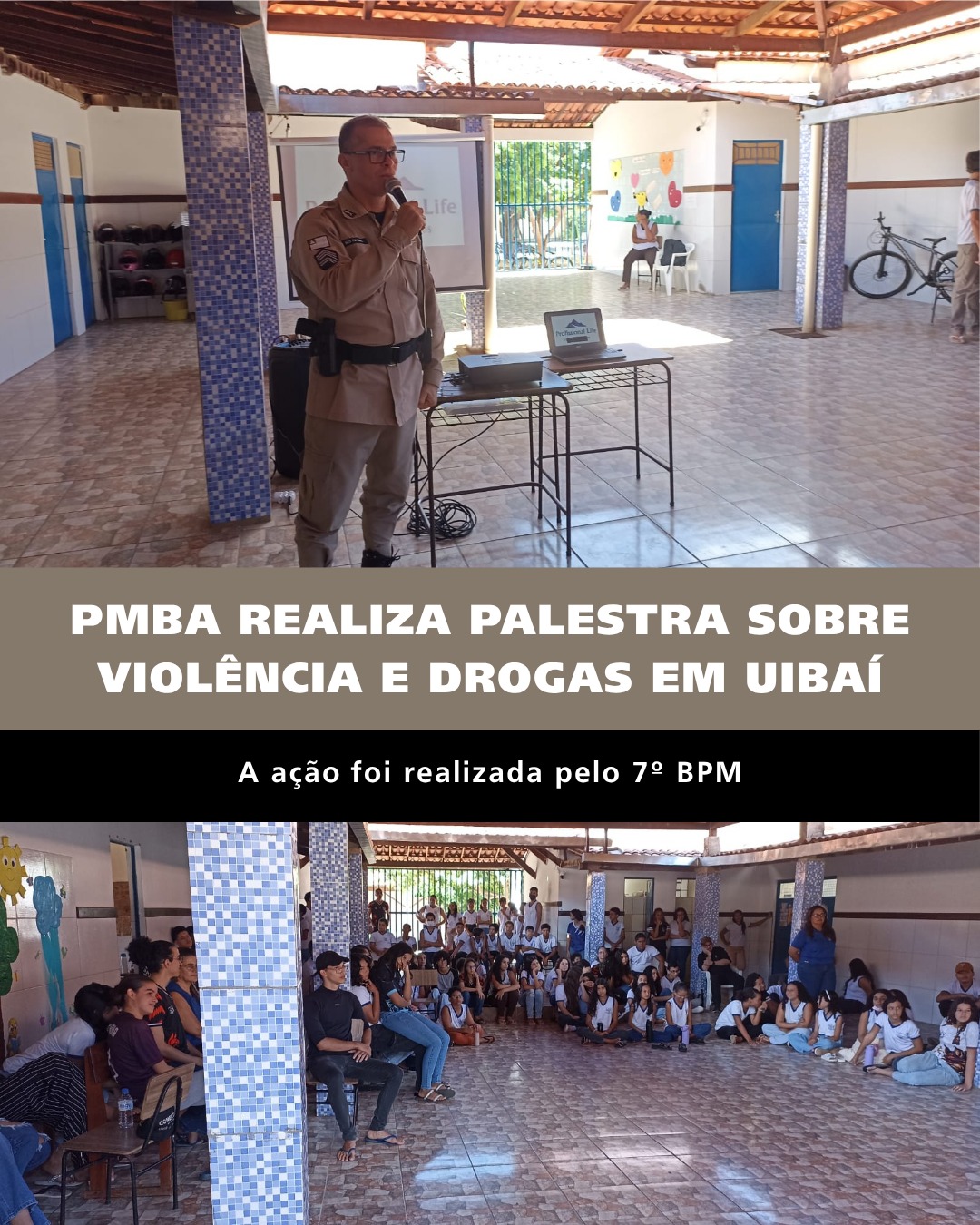PMBA realiza palestra sobre violência e drogas em Uibaí