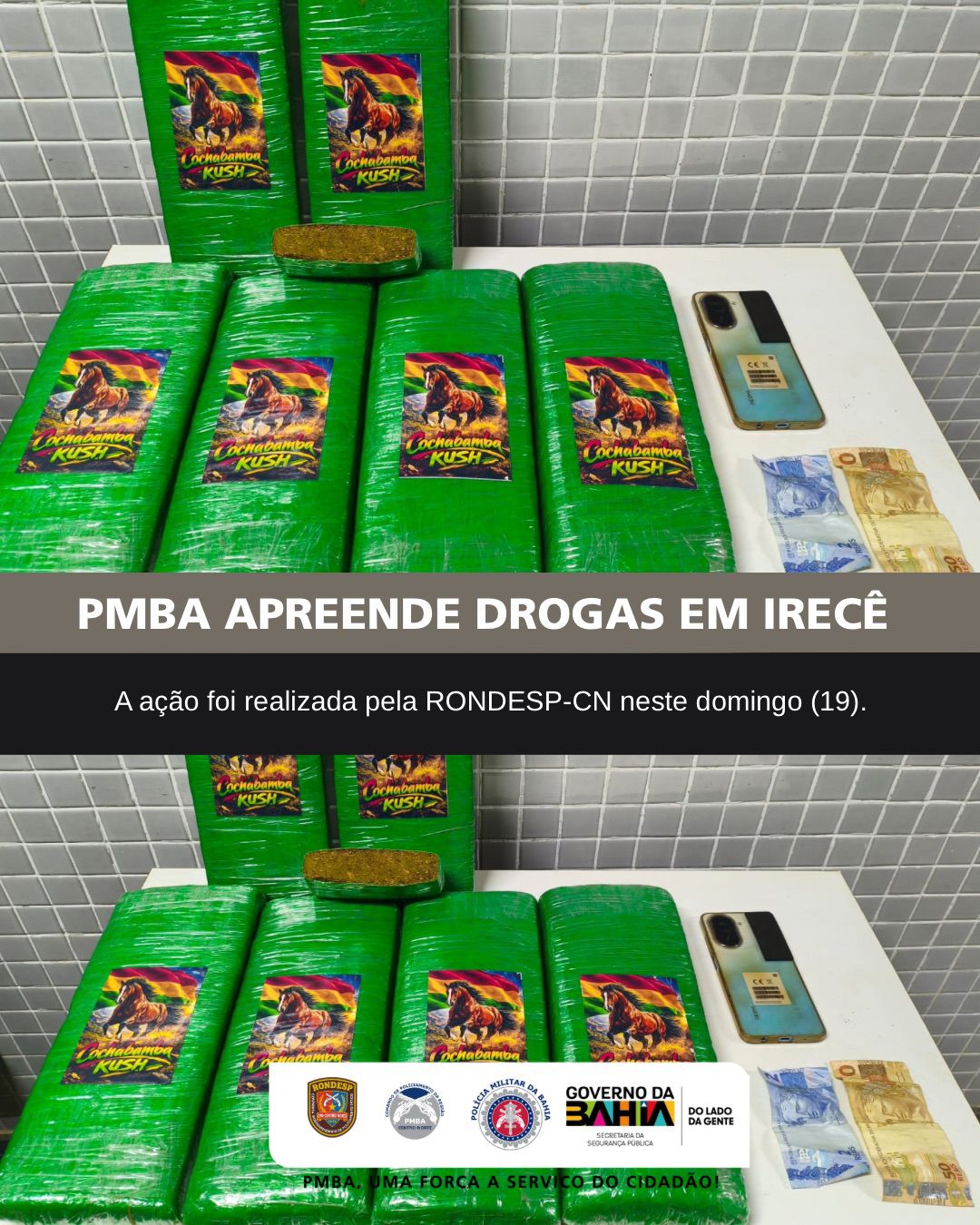 Condução de mulher por tráfico de drogas durante a Operação Verão em Irecê.