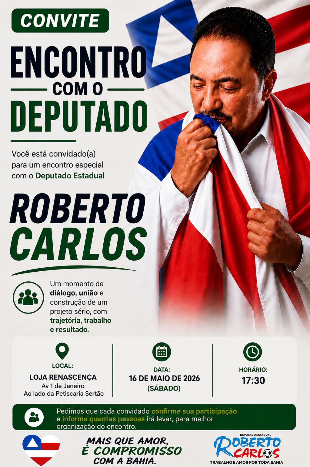 Deputado Roberto Carlos participa de encontro político neste sábado em Irecê