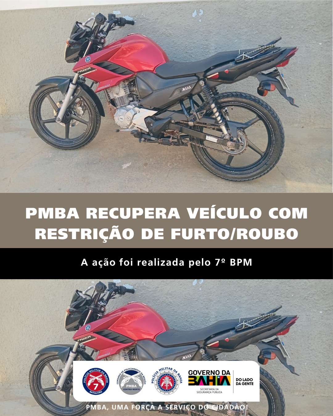 PMBA recupera veículo com restrição de furto/roubo
