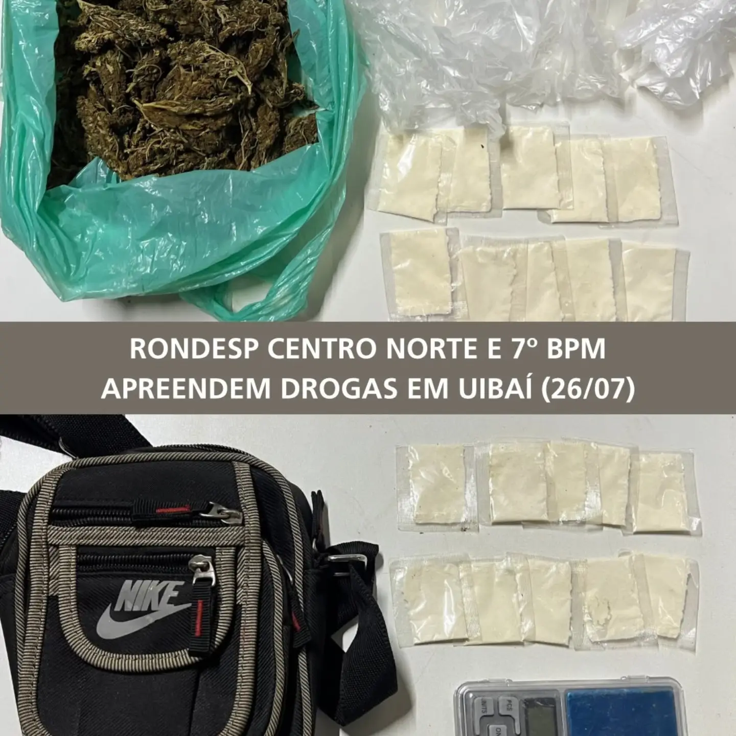 RONDESP CENTRO NORTE E 7° BATALHÃO PRENDEM HOMEM EM FLAGRANTE POR TRÁFICO DE DROGAS NA CIDADE DE UIBAÍ