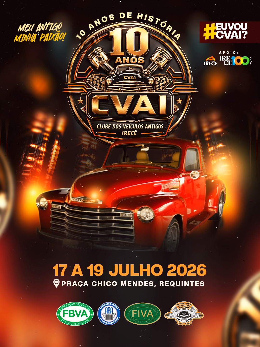 Clube de Carros Antigos celebra 10 anos com exposição na Praça Chico Mendes em Irecê