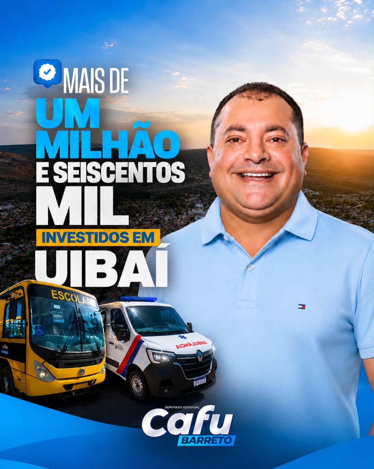 Deputado Cafu Barreto destaca mais de R$ 1,6 milhão em investimentos para Uibaí