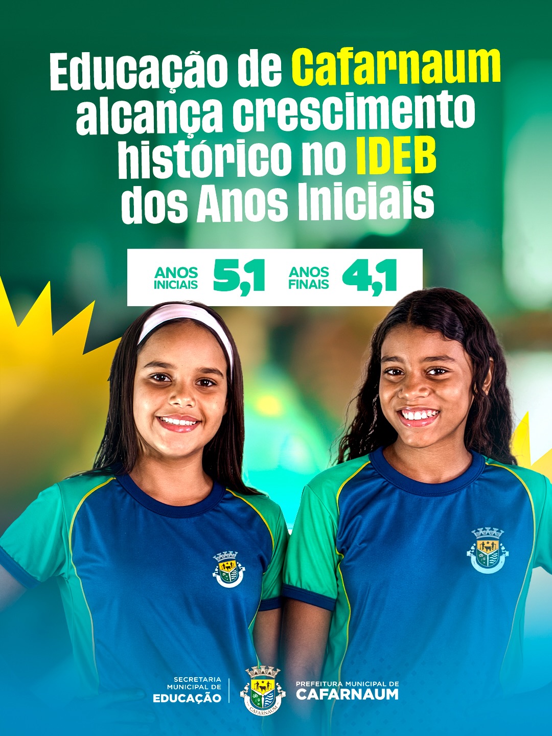 Cafarnaum registra crescimento histórico no IDEB 2025 e reforça compromisso com a educação