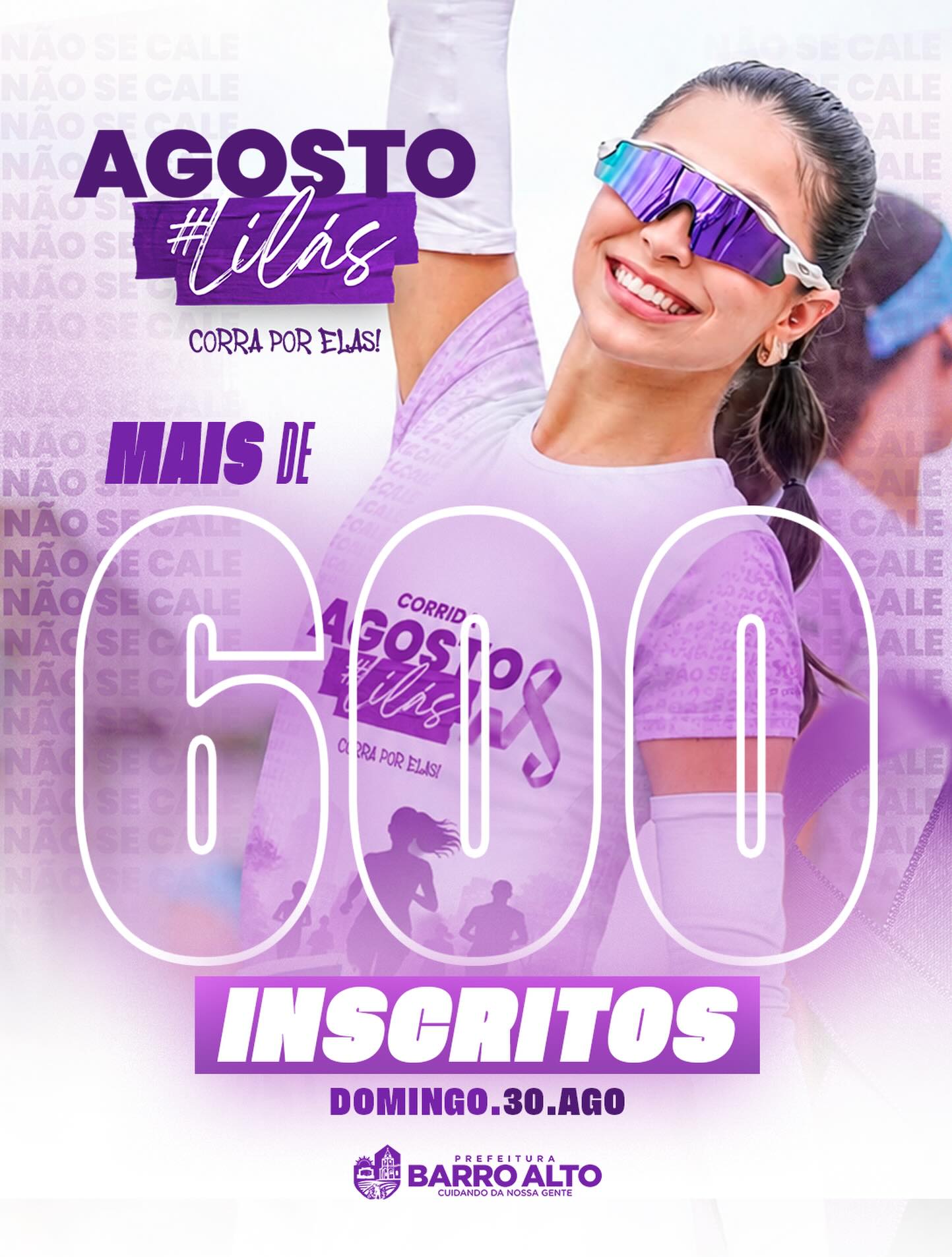 Corrida Agosto Lilás já supera 600 inscritos e reforça luta contra a violência às mulheres