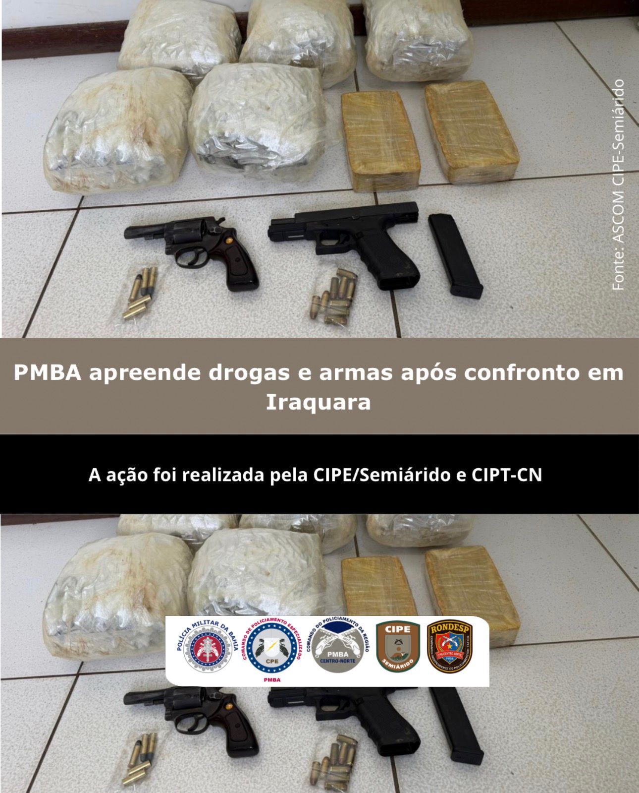 Dois suspeitos morrem em confronto com a polícia e drogas e armas são apreendidas em Iraquara