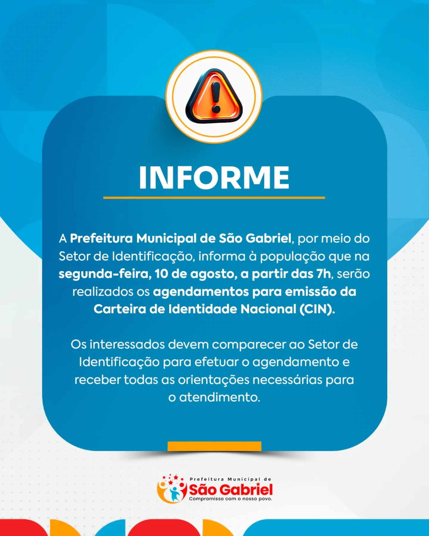 São Gabriel realiza agendamentos para emissão da Carteira de Identidade Nacional