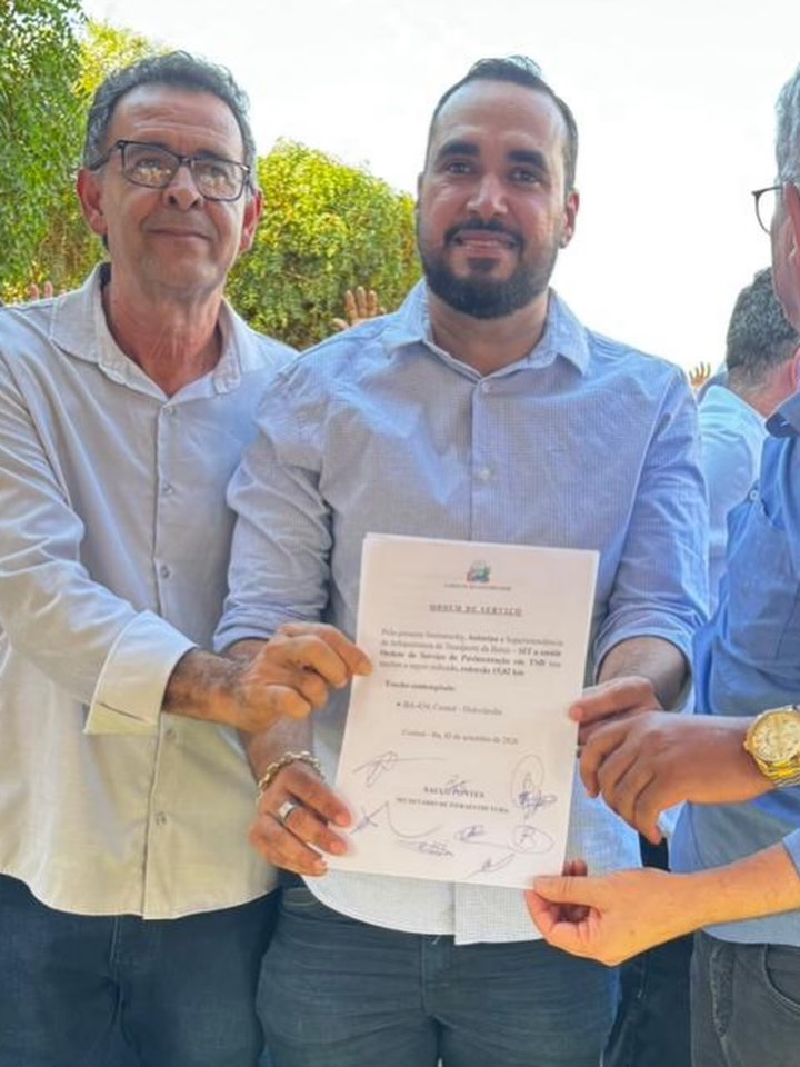 CENTRAL CELEBRA ASSINATURA DE ORDEM DE SERVIÇO PARA PAVIMENTAÇÃO DA BA-434 ATÉ TRAÍRAS