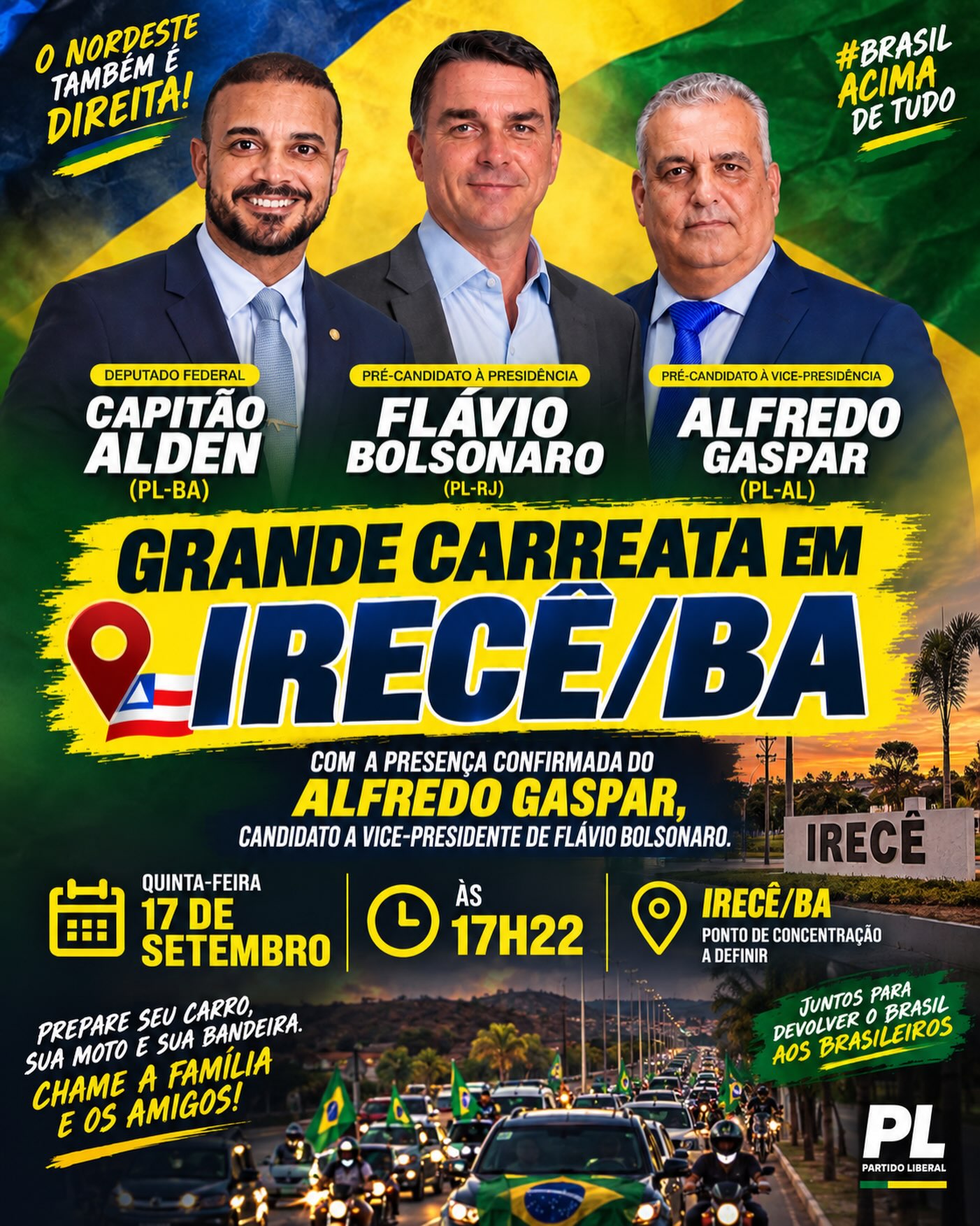 Capitão Alden anuncia grande carreata em Irecê com presença de Alfredo Gaspar