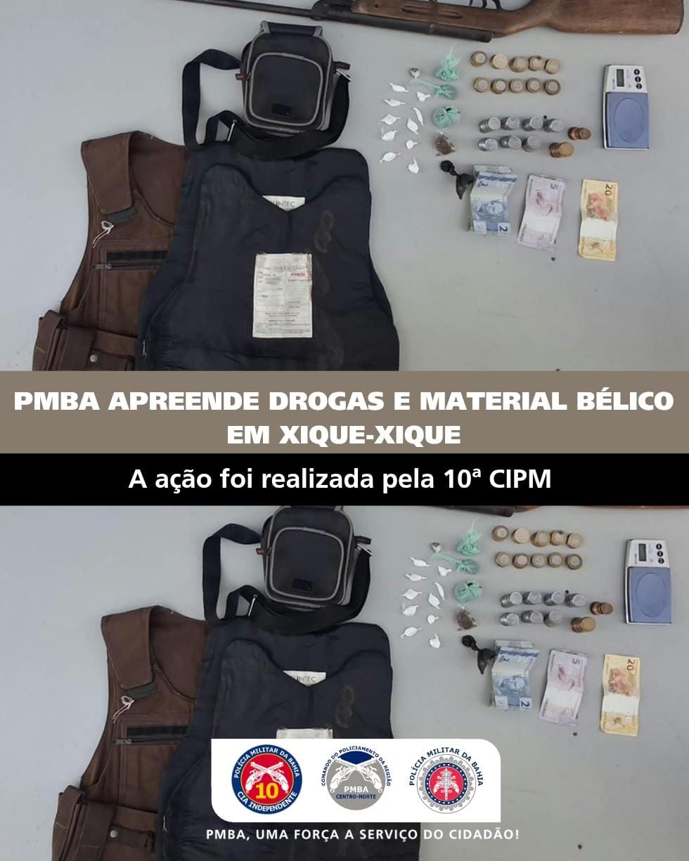 PMBA APREENDE DROGAS E MATERIAL BÉLICO EM XIQUE-XIQUE