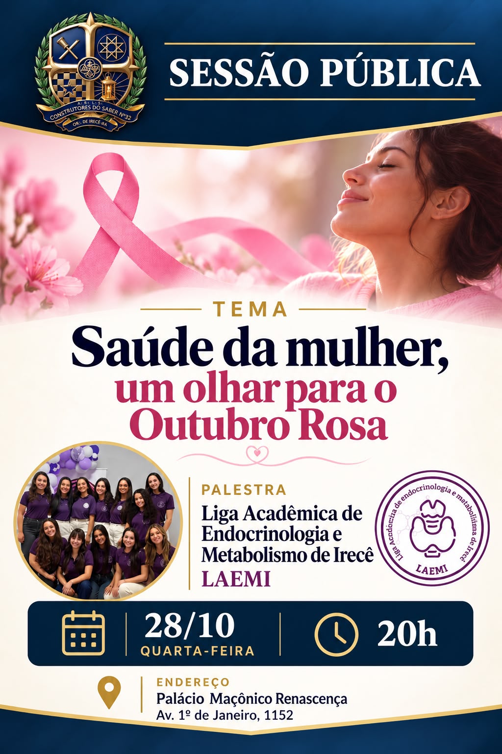 Saúde da mulher é tema de palestra nesta quarta-feira,28, em Irecê