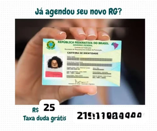 Golpistas cobram taxa de até R$ 50 para agendar carteira de identidade, mas serviço é gratuito